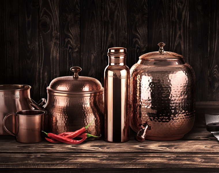 Kubek miedziany 400ml -  Botanique Aeioum Shanti - Miedziane naczynia do oczyszczania wody 