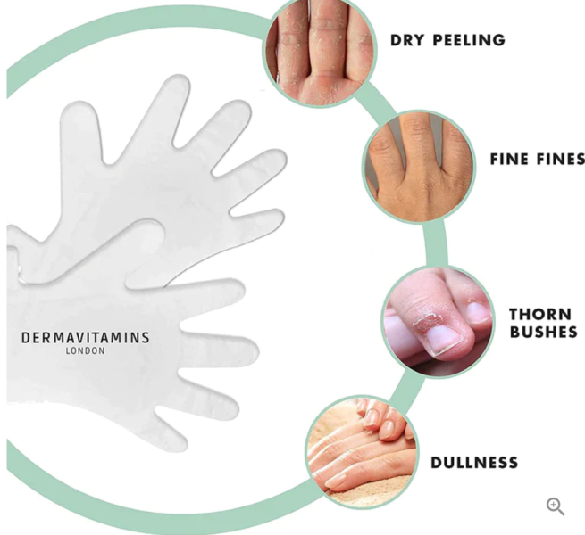 Dermavitamins | Zaawansowana rękawica z maseczką do rąk - zabieg nawilżający.